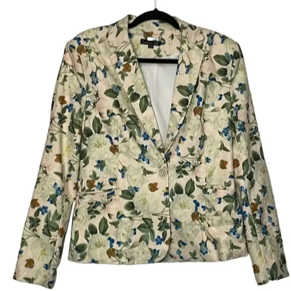 Smashed Lemon Floral/Butterfly Women's Cute Cottage Spring‎ Blazer Size 10